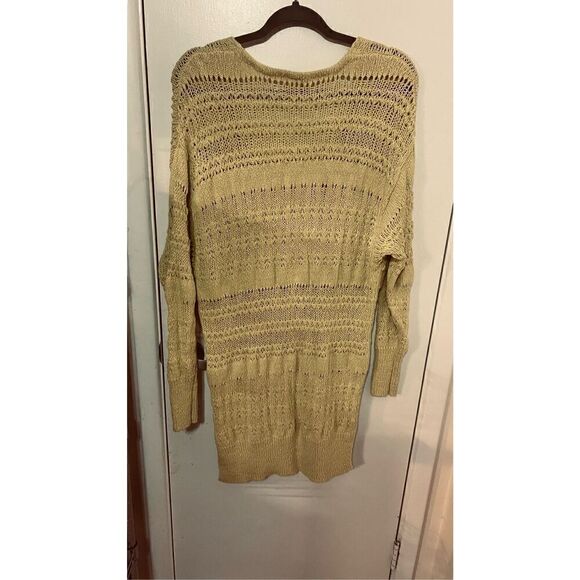FREE PEOPLE YELLOW OVERSIZED CROCHET KNIT SWEATER WOMENS SZ S - Picture 5 of 9